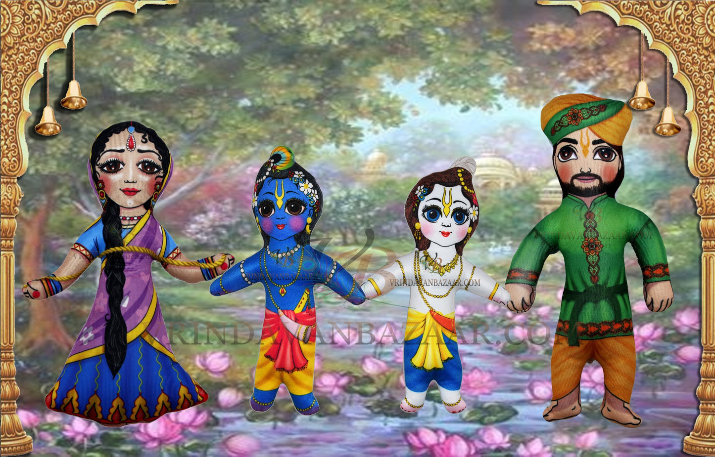 Nand baba and Yashoda mata with small Krishna and Balaram soft toy