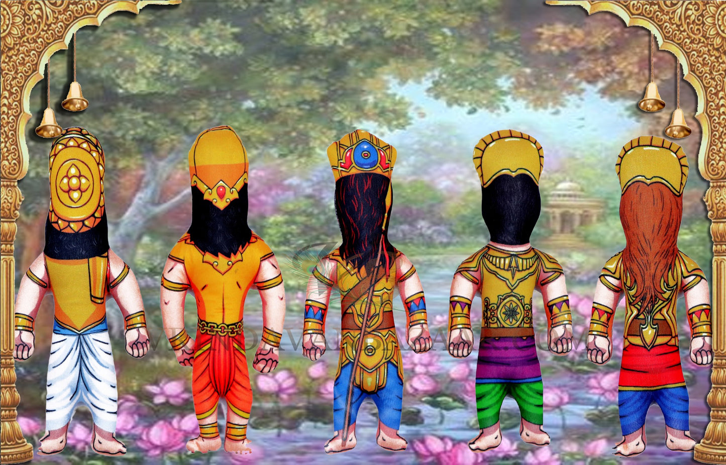 Panch Pandavas (Yudhisthira, Bhima, Arjuna, Nakula, Sahadeva) soft toy