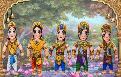 Panch Pandavas (Yudhisthira, Bhima, Arjuna, Nakula, Sahadeva) soft toy