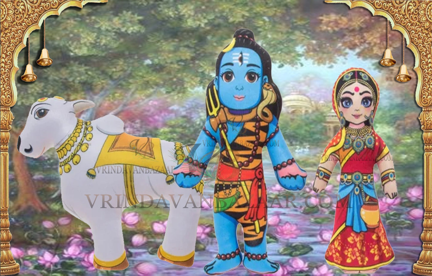 Lord Shiv with Parvati mata and Nandi bull soft toy