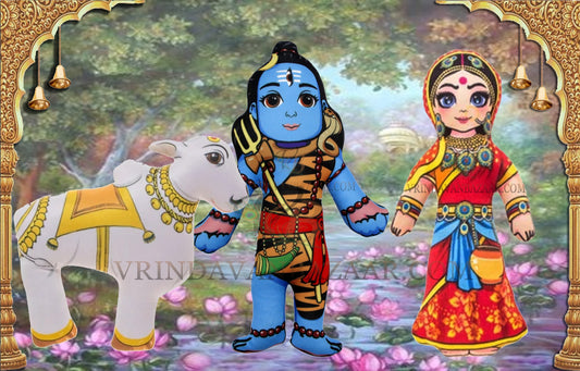 Lord Shiv with Parvati mata and Nandi bull soft toy