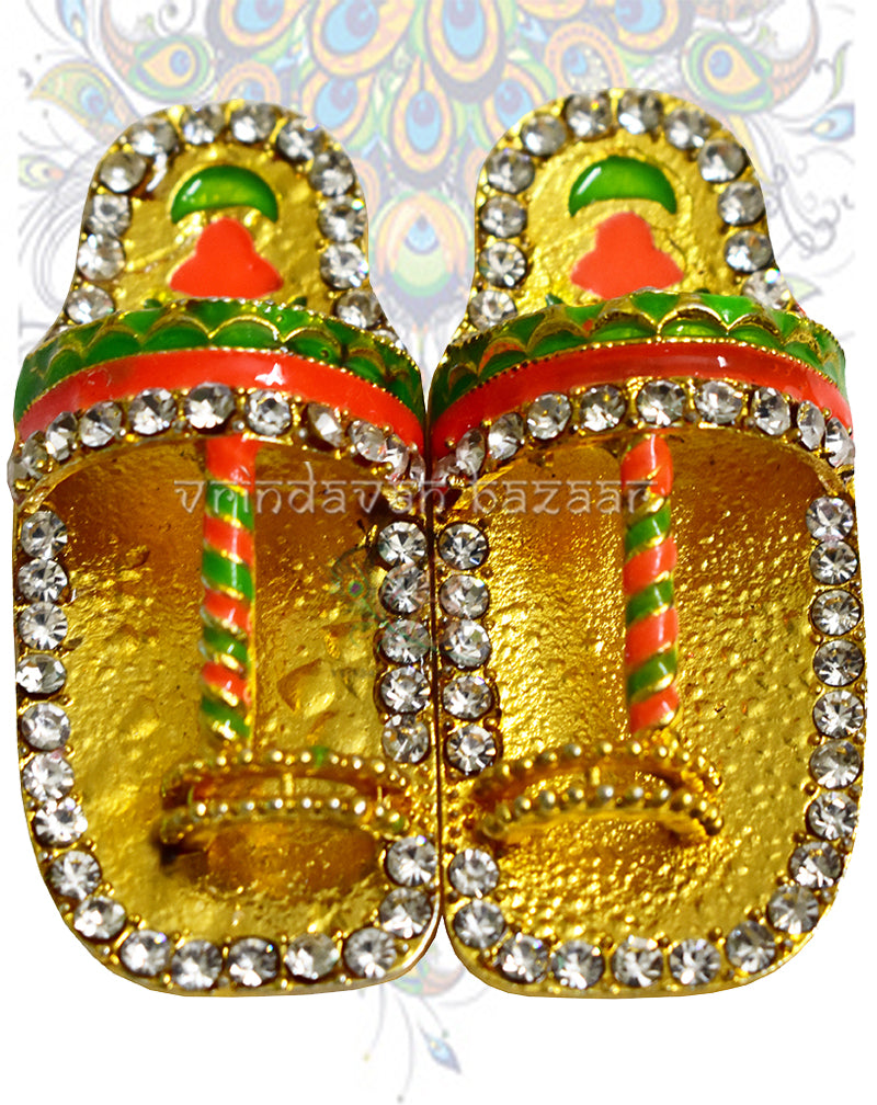 Diamond tri colour beautiful slippers for home deities
