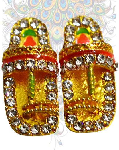Diamond tri colour beautiful slippers for home deities