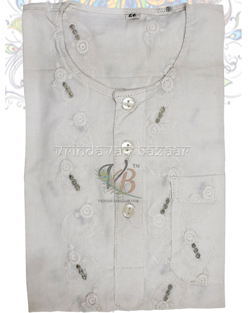 Crème Embroidered kurta for boys