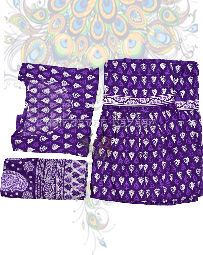 Purple printed gopi dress set