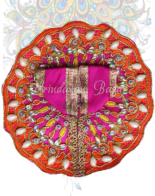 Pink with orange border laddu gopal dress; size 4