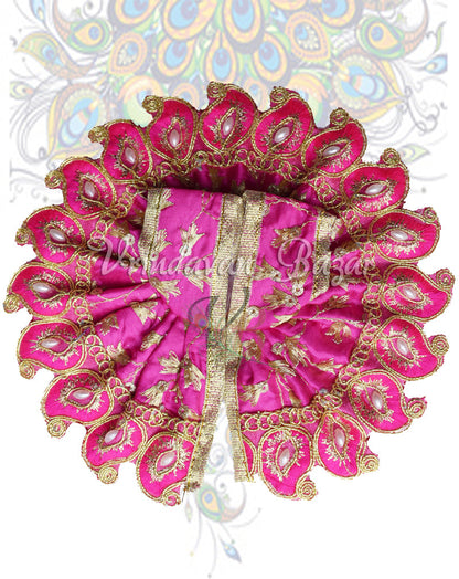 Red poly-cotton laddu gopal dress with mango motif border Size 2