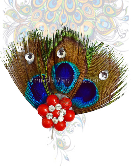 Peacock feather kalangi with beads flower