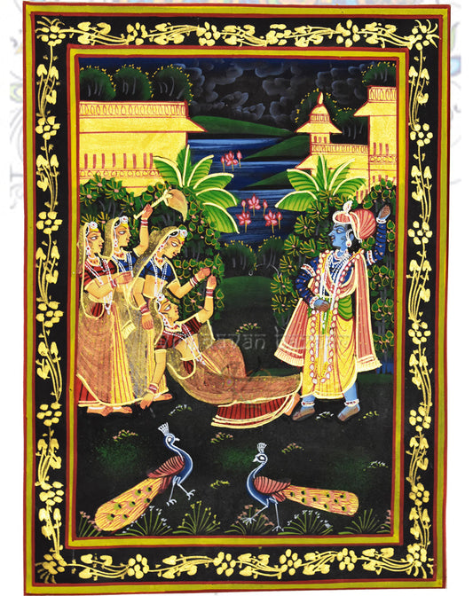 Krishna preaching the gopis printed painting