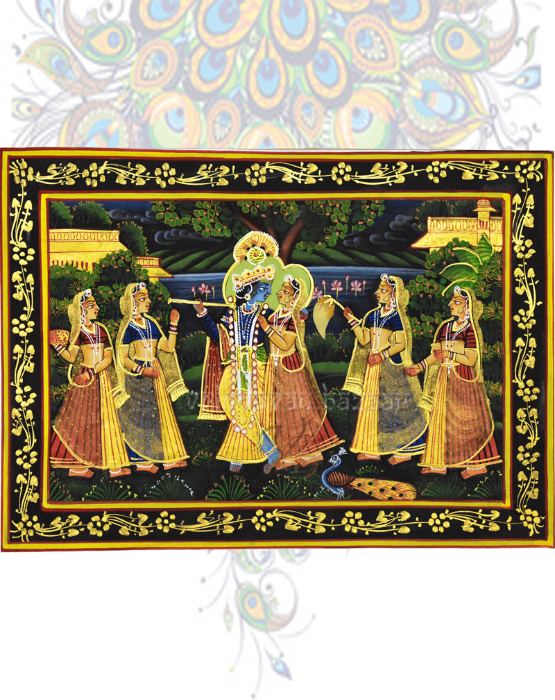 Radha Krishna doing the maha raas printed painting
