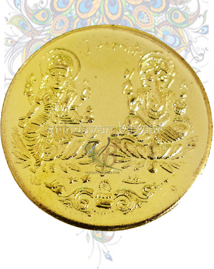 Metal coins with Ganesha and Lakshmi ji