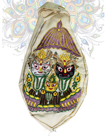 Jagannath, Baldev & Subhadra embroidered japa bag