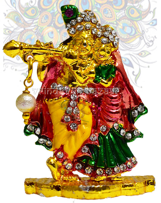 Radha Krishna with small moti on flute showpiece