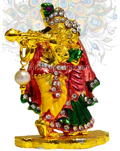 Radha Krishna with small moti on flute showpiece