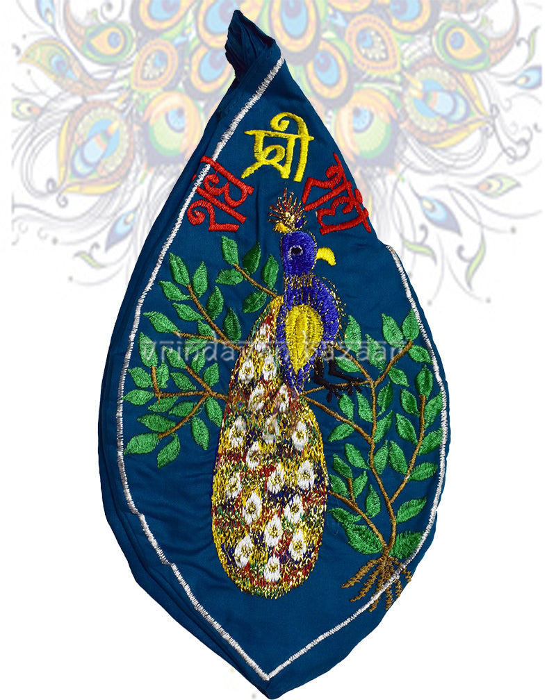 Glitter peacock embroidered japa bag