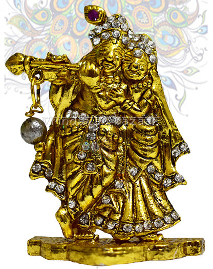 Golden Radha Krishna with stone studded showpiece