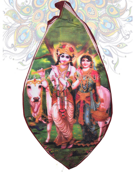 Sri Radha Krishna with Kamdhenu cow print japa bag