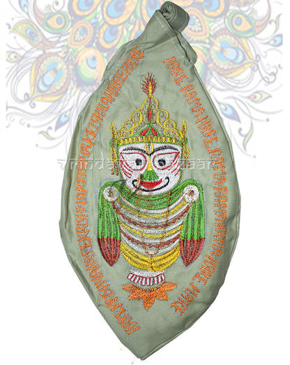Shri Jagannath embroidered japa bag- Light Green