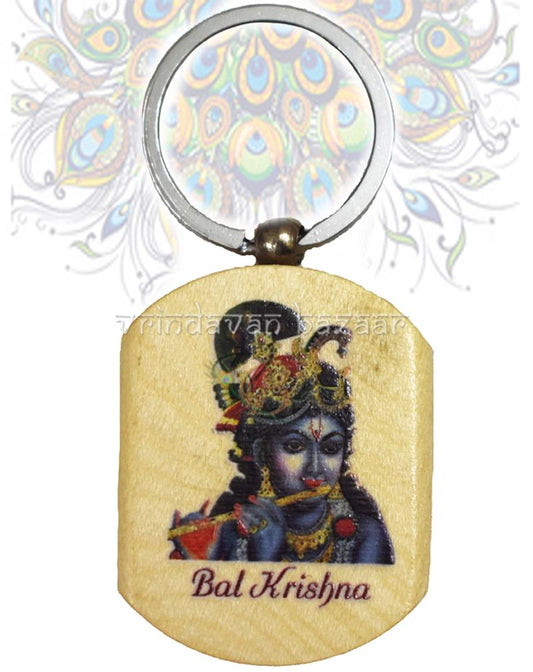Krishna Kanhaiya  Wooden Plate Key Ring