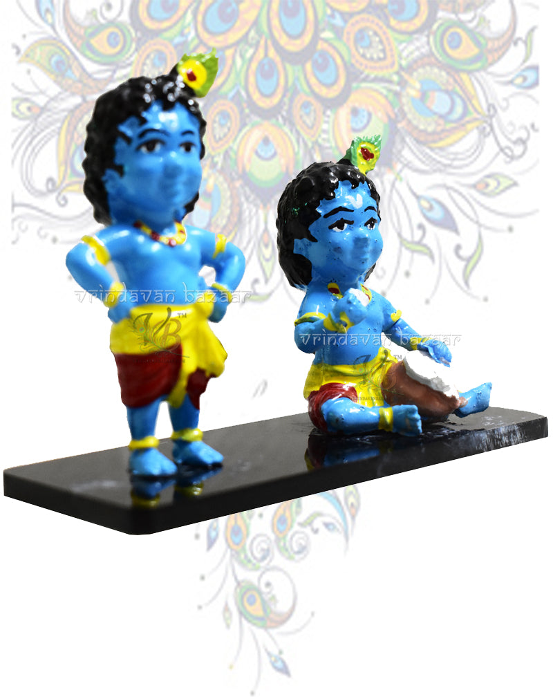 Blue Krishna in standing and sitting pose- devotional car dashboard/ show case items