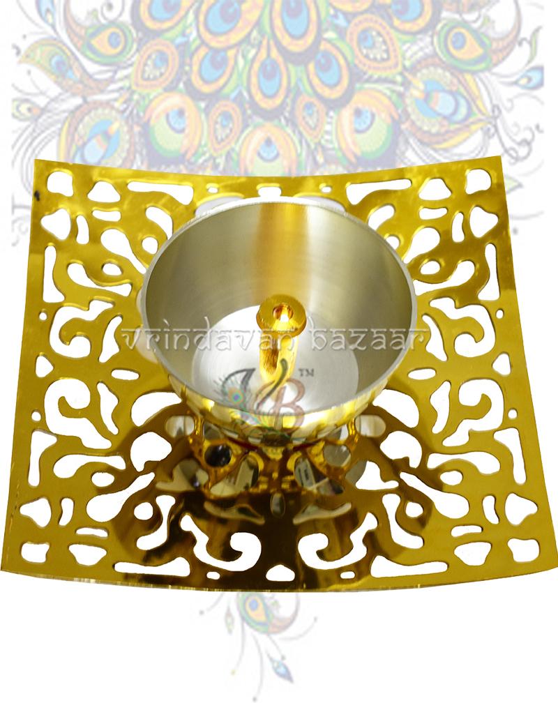 Brass Velvet Deepak with jali