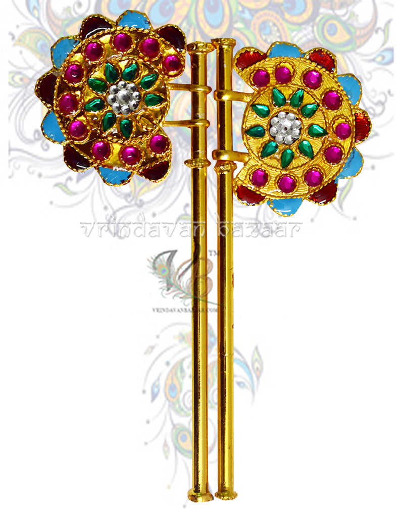 Decorated meenakari fan for home deities