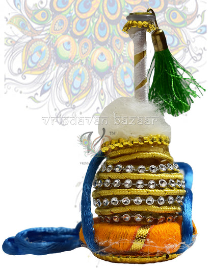 Makhan handi toy with flute and string to hang