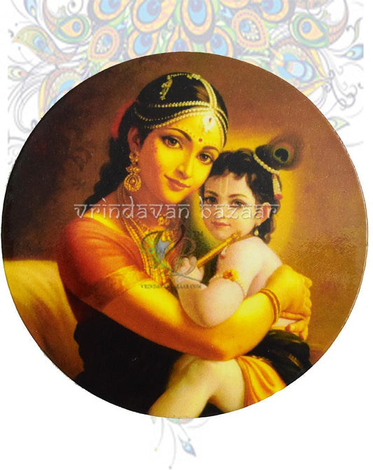 Yashoda and Nand Lala round flat magnet