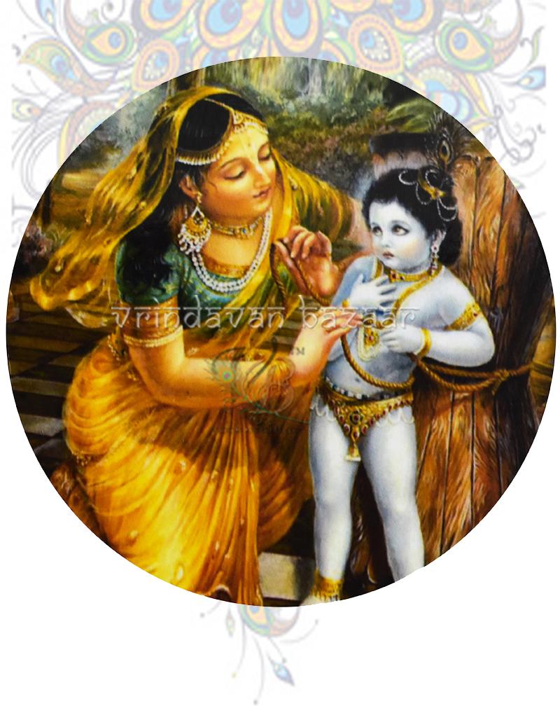 Krishna mud leela and Mata Yashoda round flat magnet