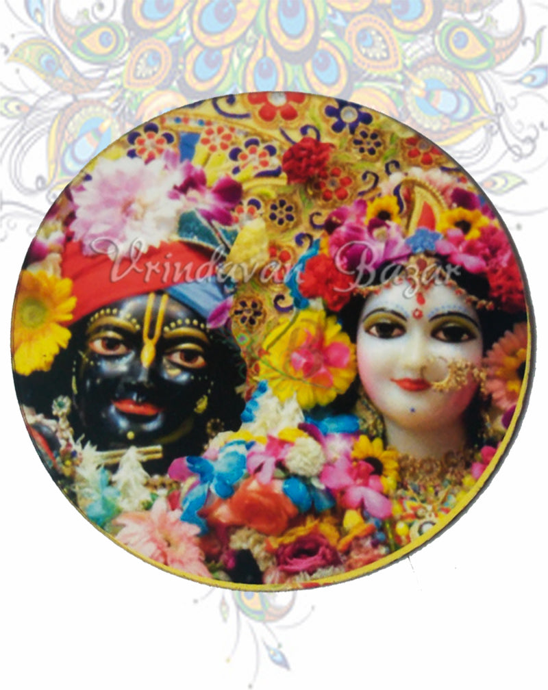 Radha Krishna- the divine couple round flat magnet