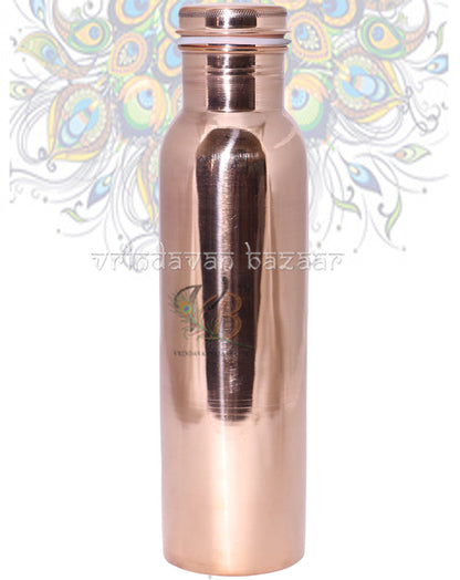 Pure Copper Water Bottle with No Joint and Leak Proof Ayurvedic Health Benefits for Yoga, Gym, 1 Litre