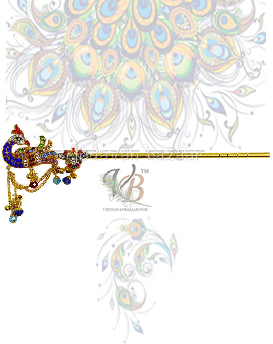 Dancing peacock with stones flute; Length- 16 cm