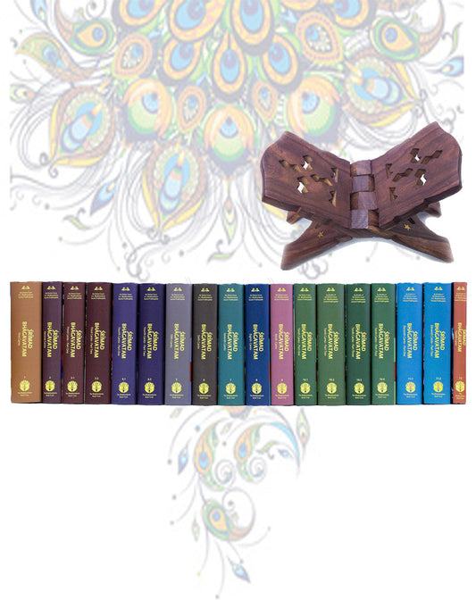 Srimad Bhagavatam: All 12 Canto English (18 Volumes Box Set + Wooden Rehal): ISKCON Hardcover by A.C. Bhaktivedanta Swami Sirla Prabhupada