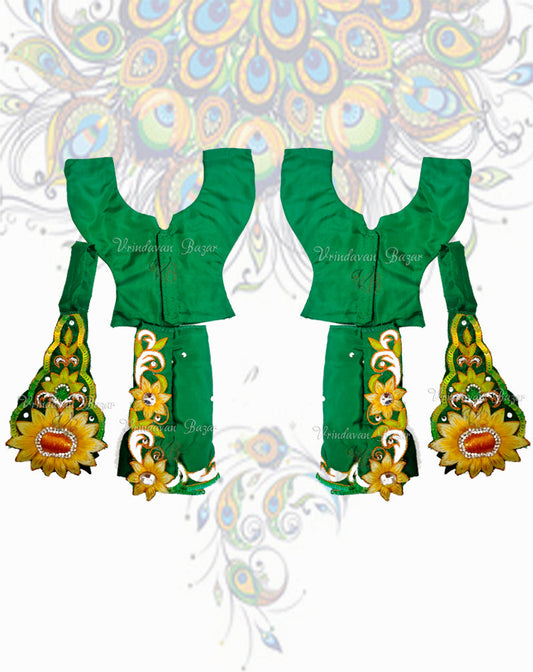 Green Gaur Nitai dress with sunflower embroidery