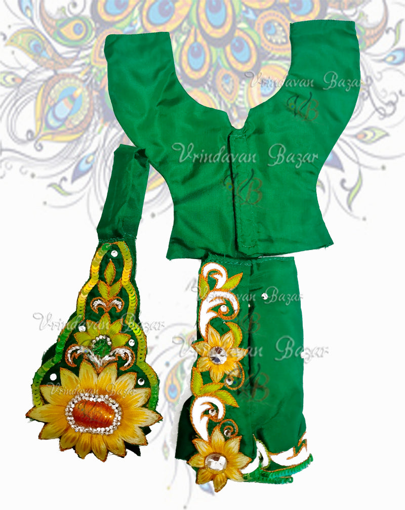 Green Gaur Nitai dress with sunflower embroidery