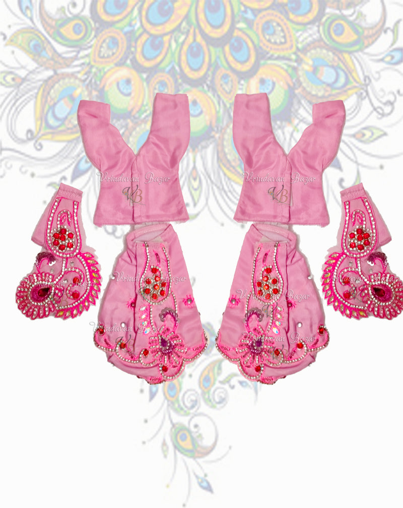 Pink Gaur Nitai dress with floral embroidery; Size 5 inch