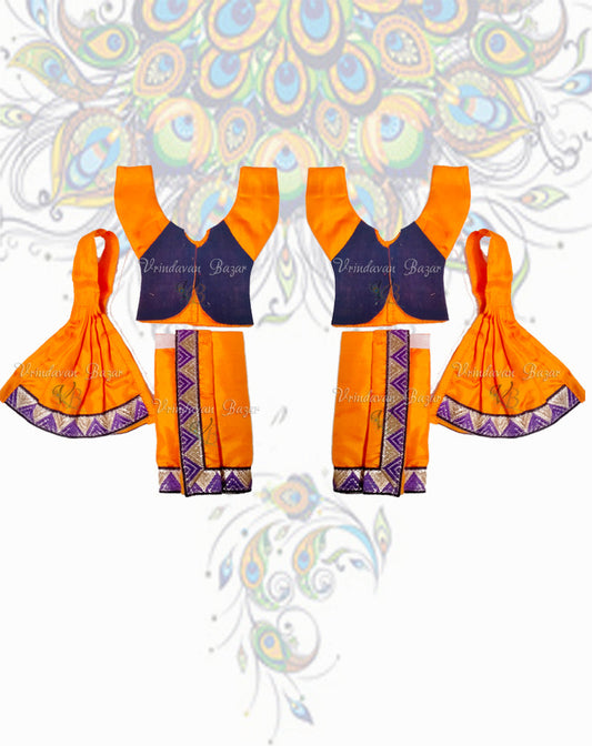 Orange Gaur Nitai dress with lace border; Size 5 inch