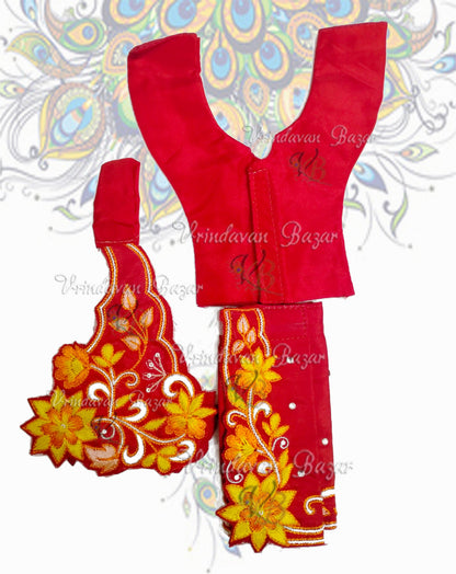 Red Gaur Nitai dress with elegant flower embroidery