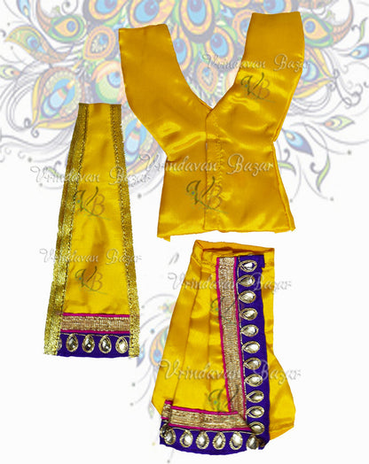Yellow Gaur Nitai dress with lace border; Size 5 inch