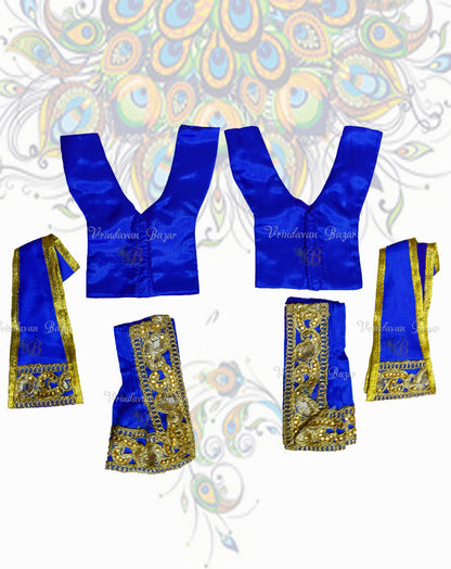 Blue Gaur Nitai dress with lace border; Size 6 inch