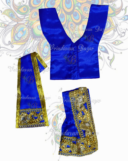 Blue Gaur Nitai dress with lace border; Size 6 inch
