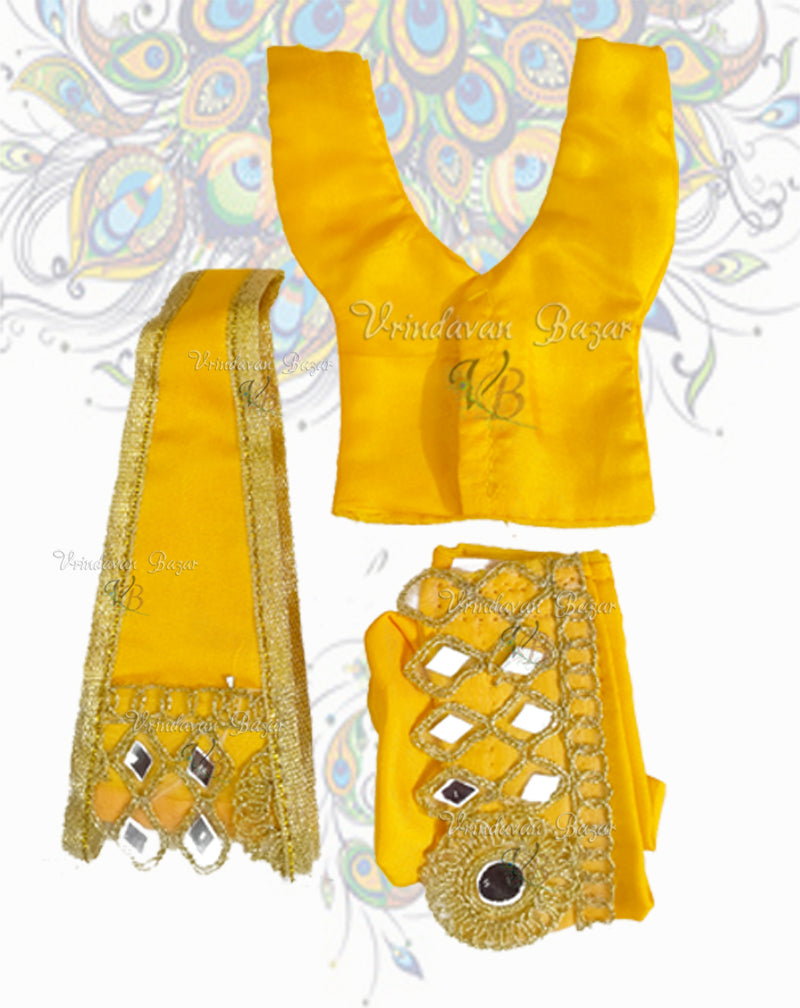 Yellow Gaur Nitai dress with mirror lace