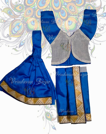 Blue Gaur Nitai dress with lace border; Size 5 inch