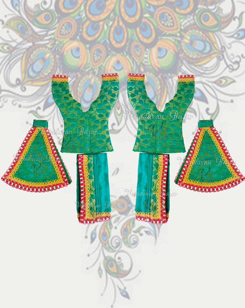 Green jacquard fabric Gaur Nitai dress; Size 5 inch
