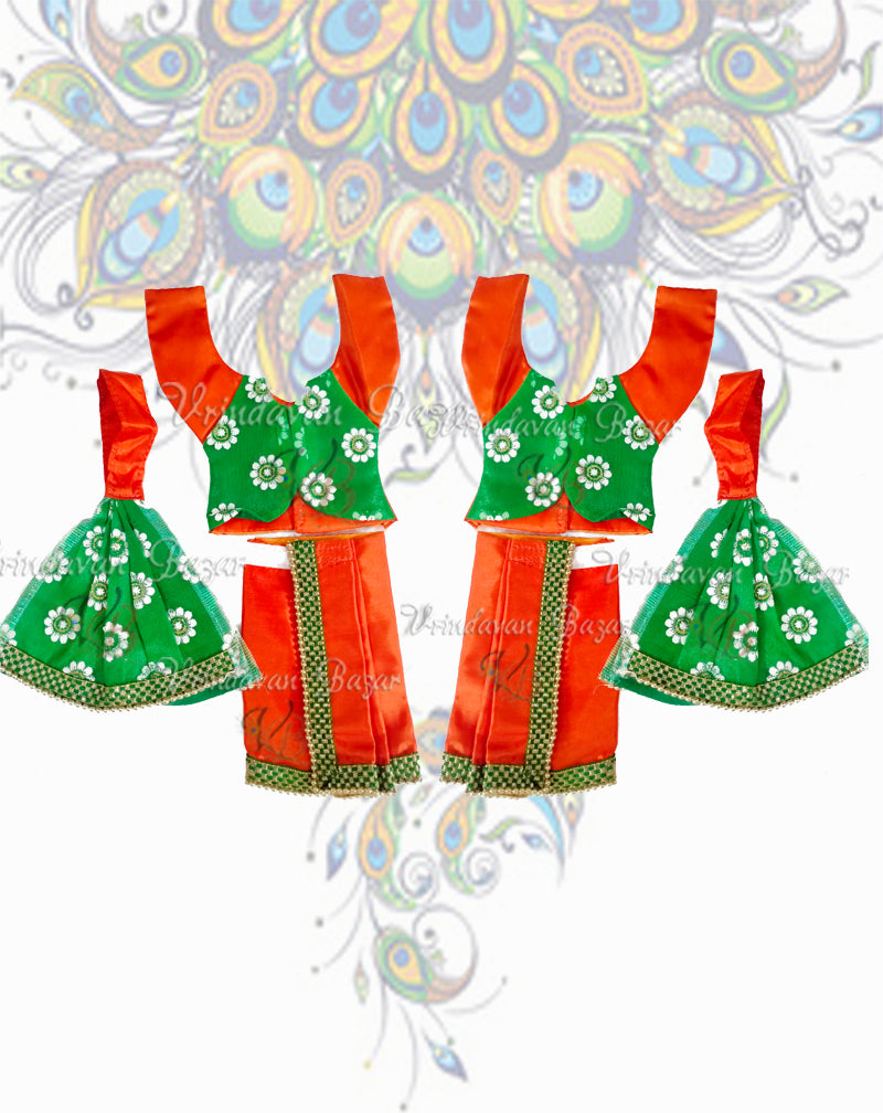 Elegant Gaur Nitai dress with flower print jacket; Size 5 inch