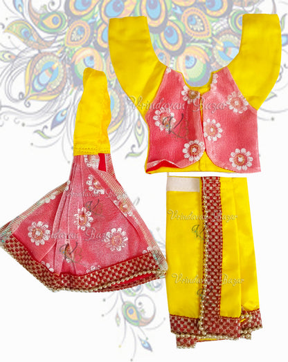 Elegant Gaur Nitai dress with flower print jacket; Size 5 inch