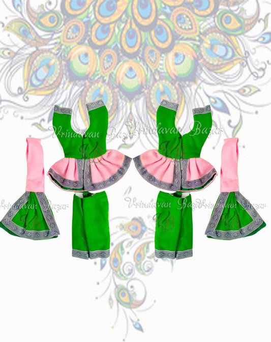 Winter green and pink Gaur Nitai dress (Pant style); Size 4 inch