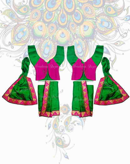 Green Gaur Nitai dress with lace border; Size 5 inch