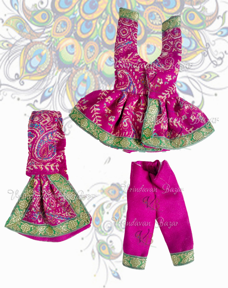 Winter purple printed Gaur Nitai dress (Pant style); Size 3 inch