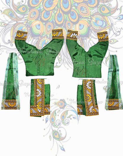 Dark green Gaur Nitai dress with lace; Size 6 inch